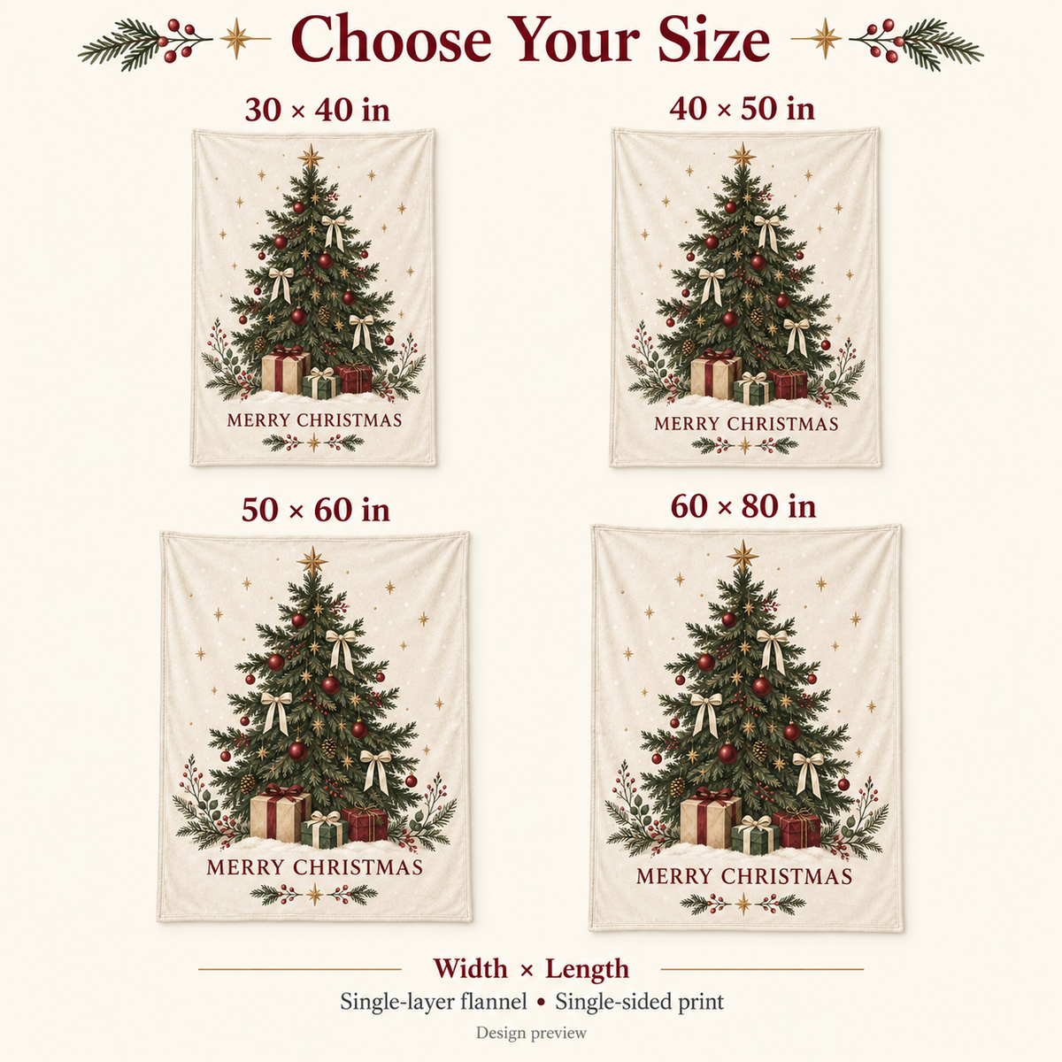 Christmas Tree Holiday Throw Blanket