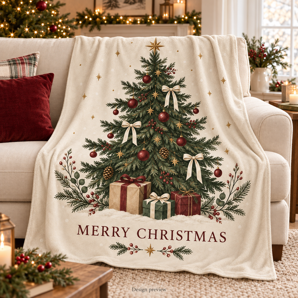 Christmas Tree Holiday Throw Blanket