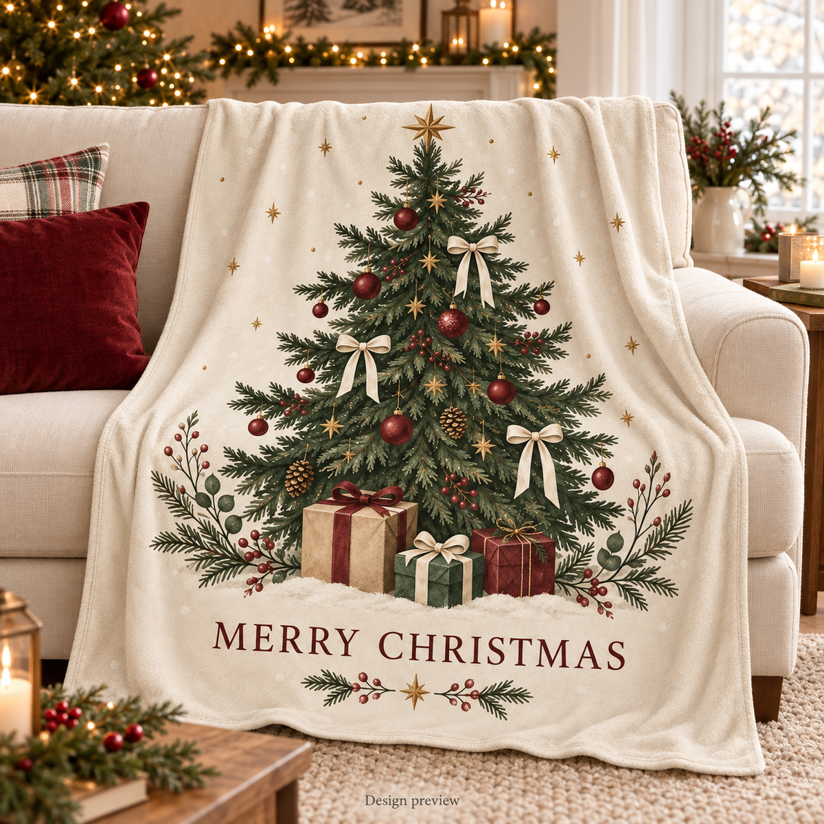 Christmas Tree Holiday Throw Blanket
