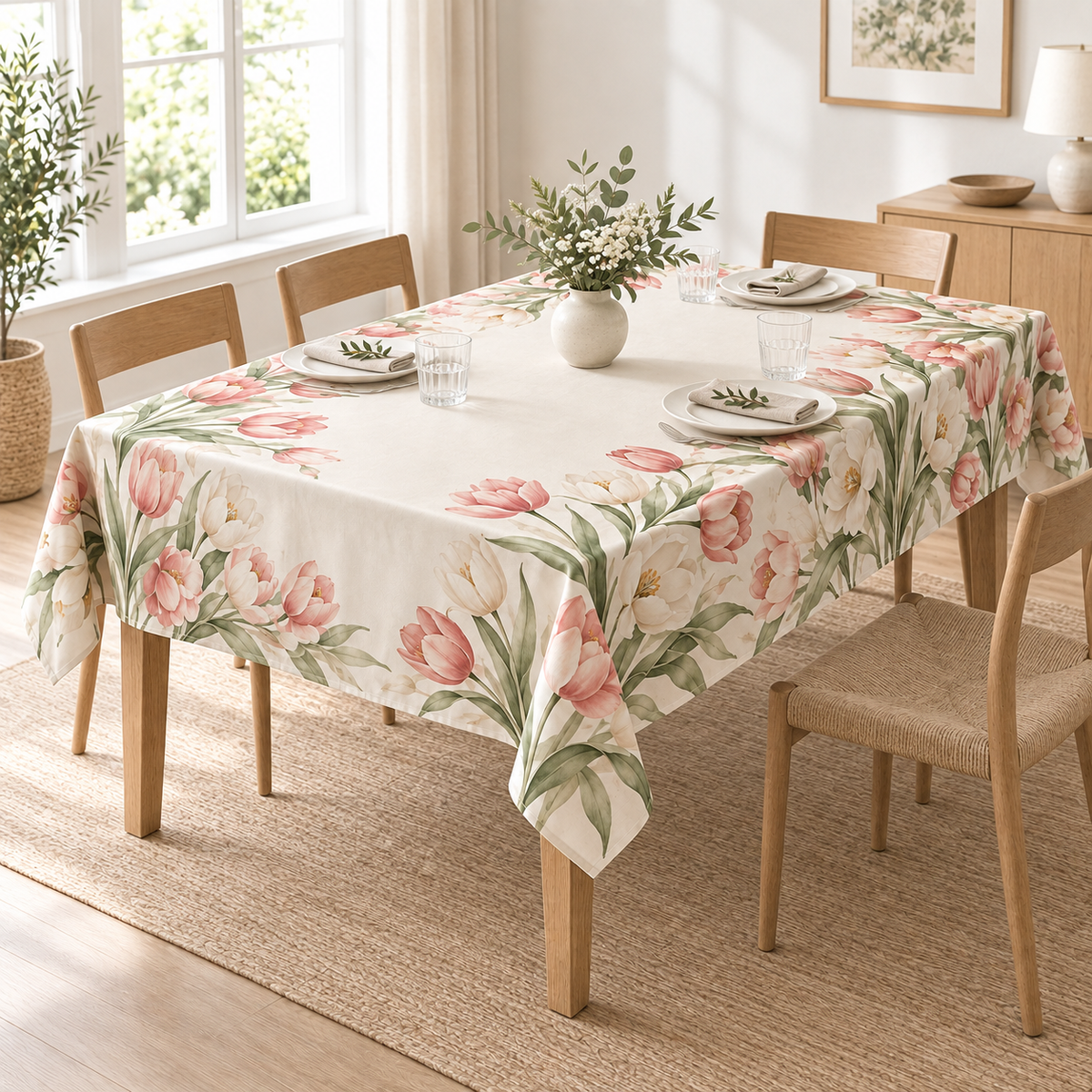 Custom Tulip Rectangular Tablecloth – Your Design